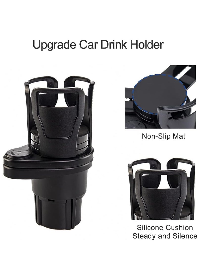 RATSAW Car Cup Holder Expander Car Dual Cup Holder Adjustable 2 In 1 Multifunctional Car Cup Stand Expander for Cars 360°Rotating Car Coffee Drink Cup Holder Expander Adjustable Diameter  - Image 2