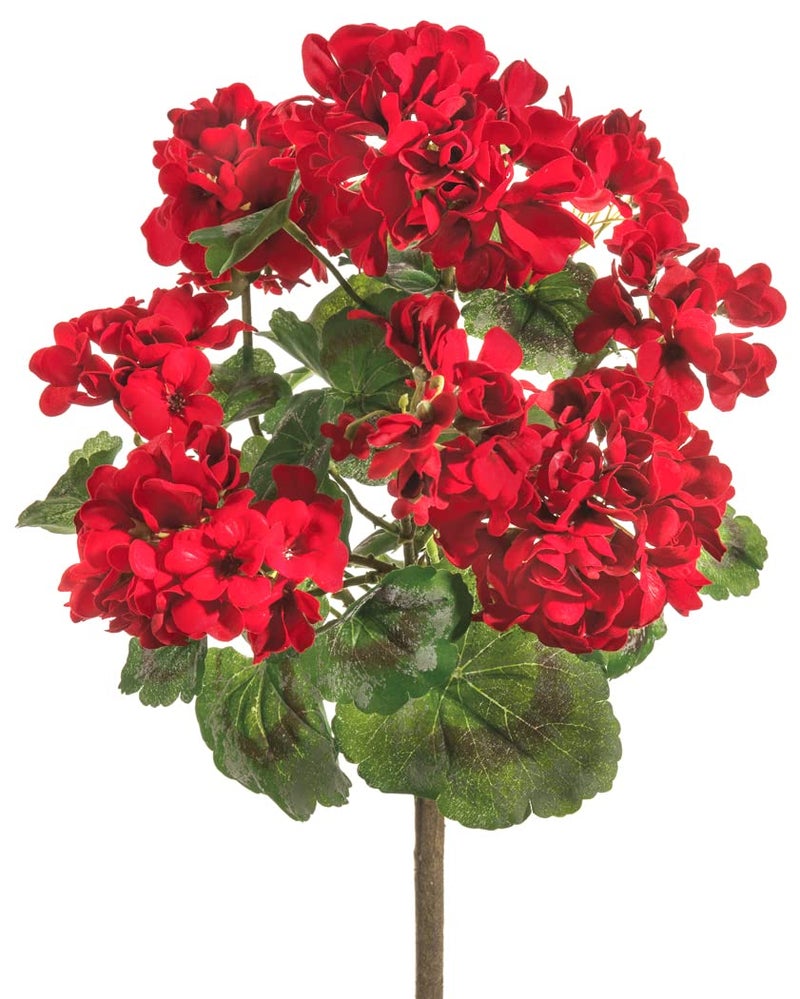 TenWaterloo 18 Inch Geranium Bush Red UV Protected Artificial Flowers Indoor and Outdoor Use Artificial Geranium Flowers