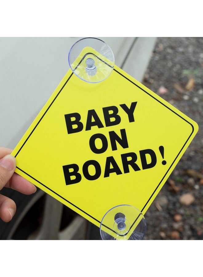 Auconda 2PCS Baby On Board Signs with Suction Cups, 5"x5" Reusable Baby Safety Warning Decal for Car Windows - Image 2