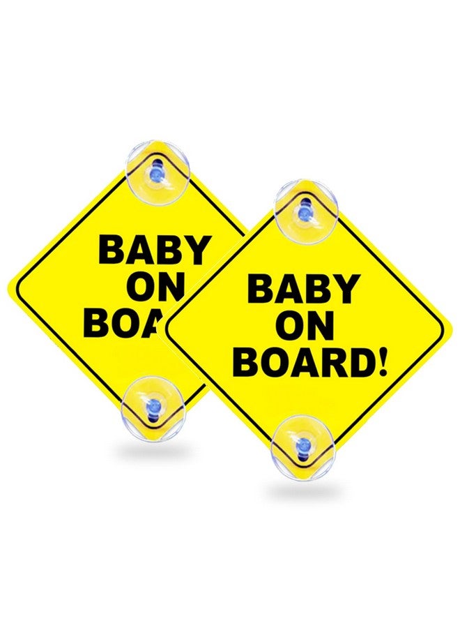Auconda 2PCS Baby On Board Signs with Suction Cups, 5"x5" Reusable Baby Safety Warning Decal for Car Windows - Image 1