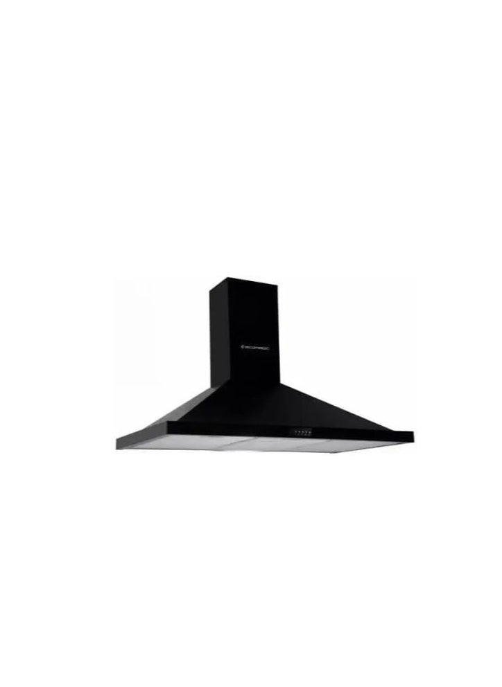 Ecomatic Kitchen Cooker Hood 90 cm Pyramid, 650 m³/h Suction Power with Italian Motor, 3 Speeds, Washable Metal Filters, Carbon Filter, LED Lighting, Black ( H96BKB ) 