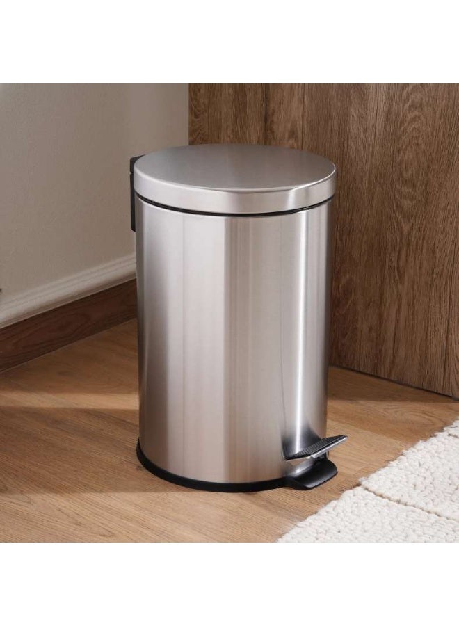 Pan Home Daily Soft Close Metal Pedal Bin 31.5x25.8x39cm 12L - Chrome - Image 2