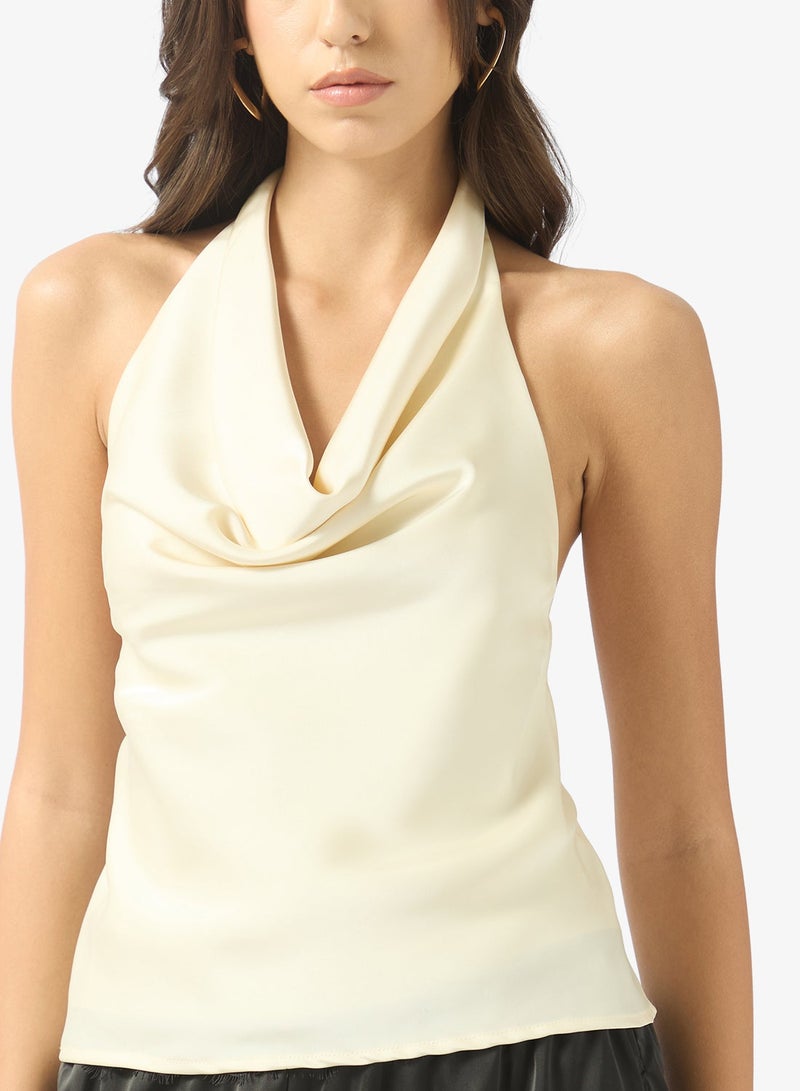 جينجر بلوزة ساتان بياقة هالتر مزينة بالدانتيل - Image 3