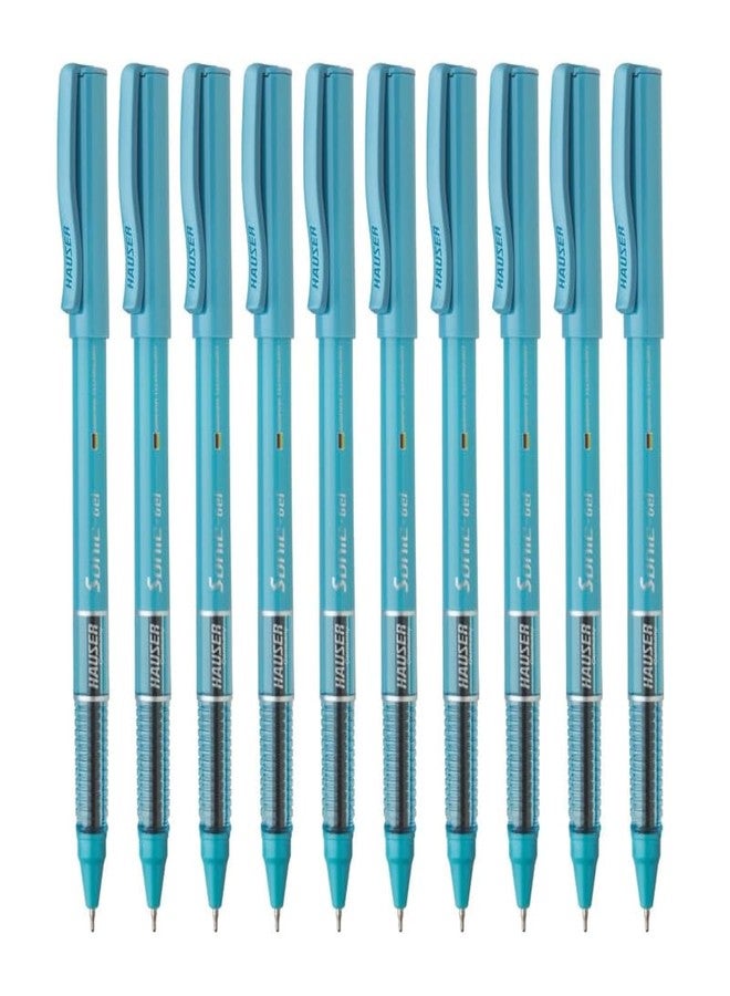 Hauser Sonic X Gel Pen Card Pack | Water Proof Ink For Smooth Flow System | Comfortable Grip With Smudge Free Writing | Sturdy Refillable Pen | Blue Ink, Set Of 10 Pens x 2 Packs - Image 1