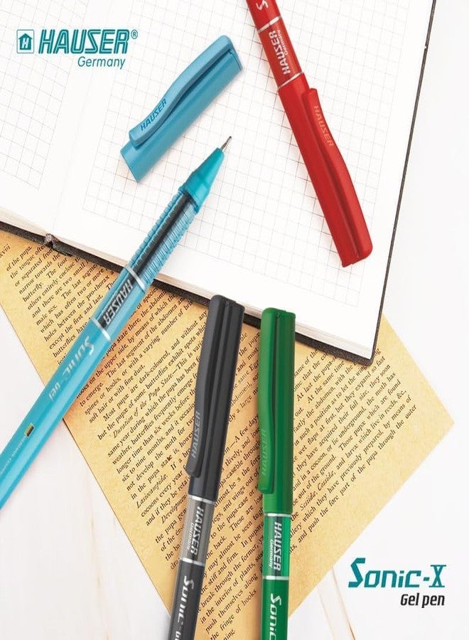 Hauser Sonic X Gel Pen Card Pack | Water Proof Ink For Smooth Flow System | Comfortable Grip With Smudge Free Writing | Sturdy Refillable Pen | Blue Ink, Set Of 10 Pens x 2 Packs - Image 3