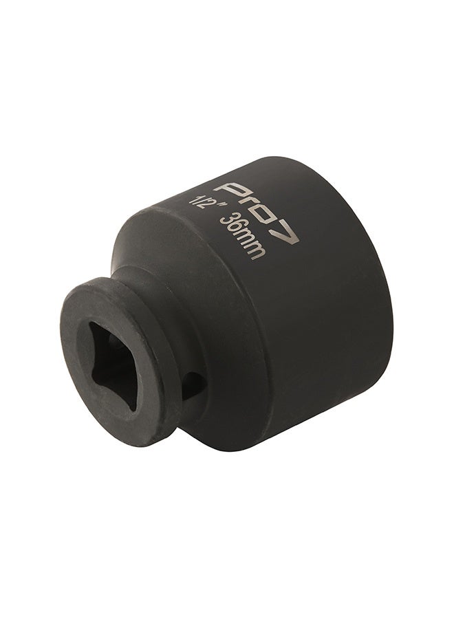 LAWAZIM Pro7 1/2inch Drive Shallow Impact Socket - CR-MO 6 Point Metric Size 36mm - Hex Shallow Socket for Tight Spaces for Ratchets & Torque Electric Wrenches - Ideal for Wheel, Axle & Suspension Use - Image 2