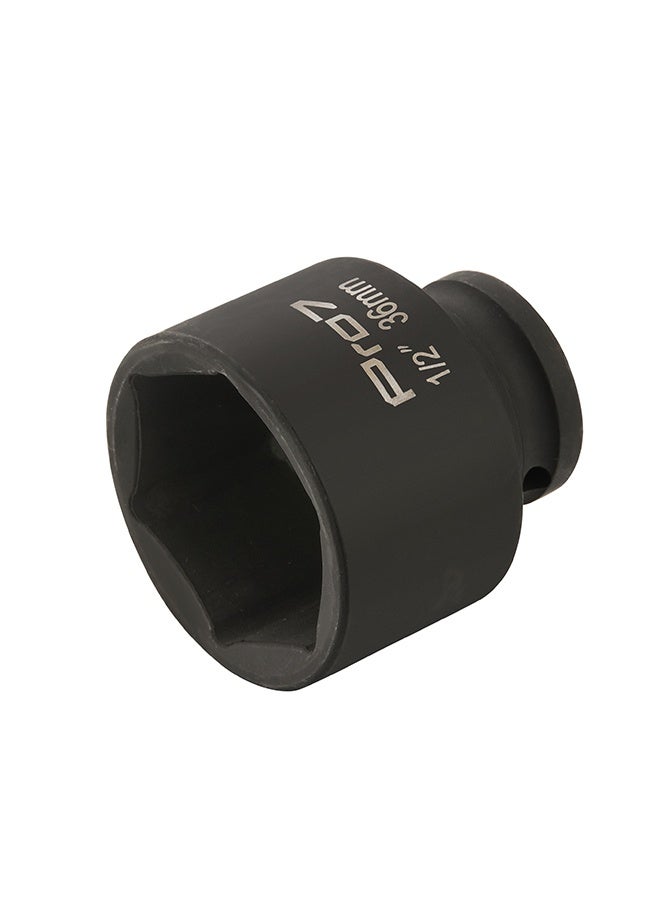 LAWAZIM Pro7 1/2inch Drive Shallow Impact Socket - CR-MO 6 Point Metric Size 36mm - Hex Shallow Socket for Tight Spaces for Ratchets & Torque Electric Wrenches - Ideal for Wheel, Axle & Suspension Use - Image 1