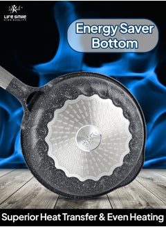 Life Smile 26cm (2 Liter)  Frying Pan With Lid - 5 Layer Granite Coating Fry Pan | Multiple Hob Compatibility | Heat-Resistant Handle Hanging Loop | Induction bottom  - Image 2