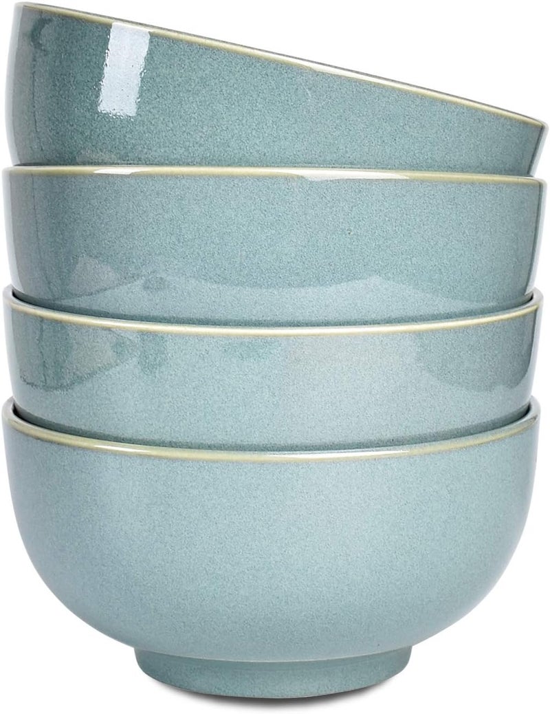 Bosmarlin Ceramic Soup Bowl Set of 4 24 Oz Cereal Bowl for Oatmeal Dishwasher and Microwave Safe 575 Inches Sage Green - Image 1