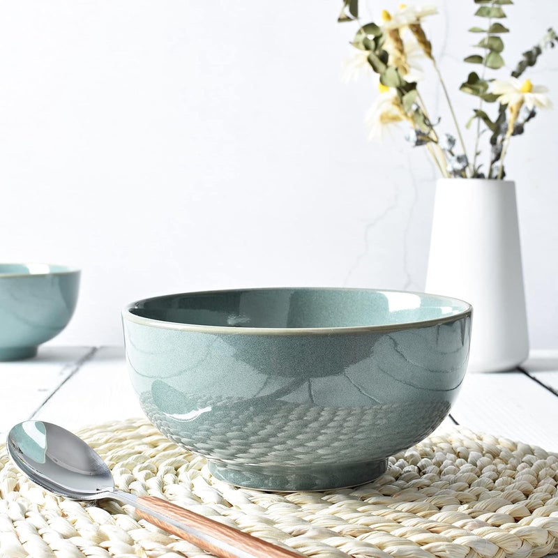 Bosmarlin Ceramic Soup Bowl Set of 4 24 Oz Cereal Bowl for Oatmeal Dishwasher and Microwave Safe 575 Inches Sage Green - Image 4