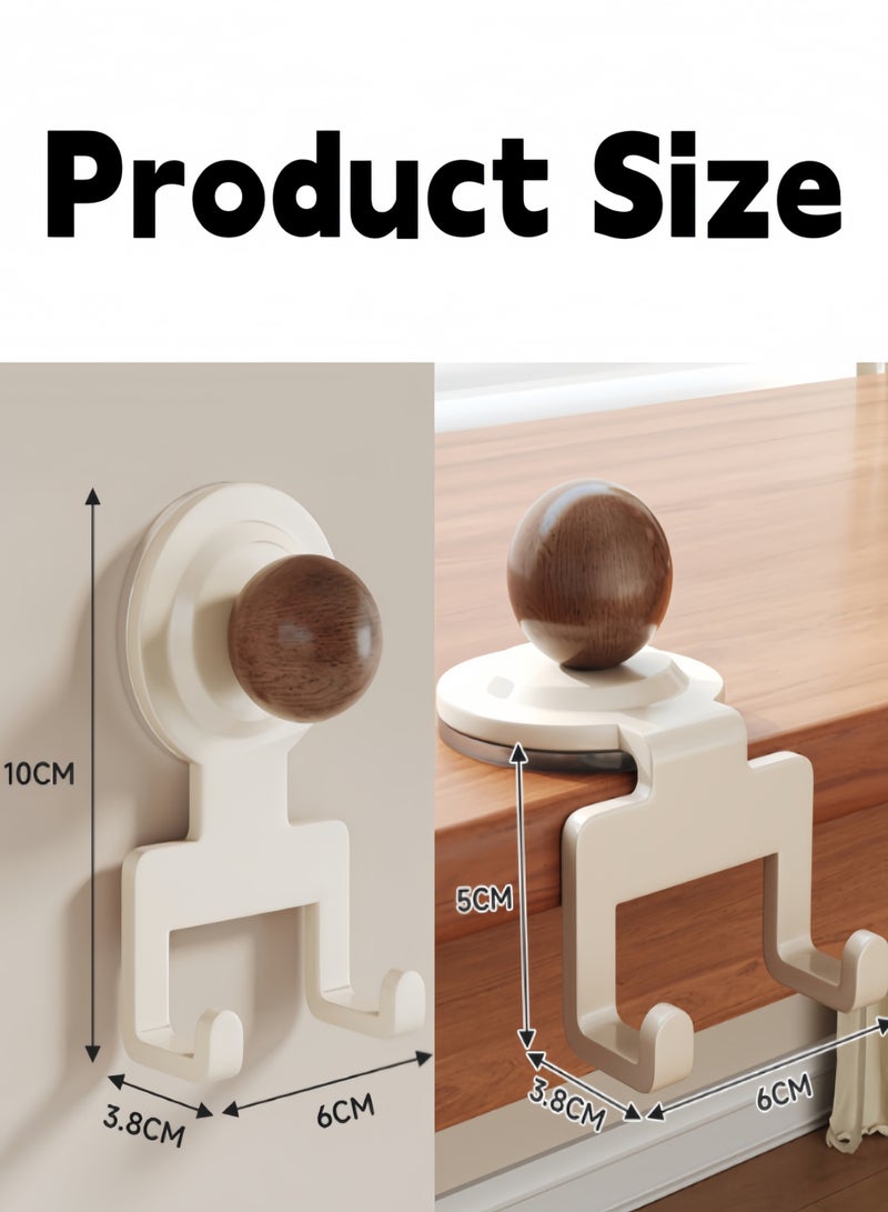 2 قطعة من خطافات الحقيبة المكتبية، خطافات قوية بقاعدة شفط، خطافات مناشف الحمام، خطافات تعليق الحقائب تحت المكتب، للحقائب والمظلات وسماعات الرأس، للمكتب والحمام والمطبخ (لون الجوز الأسود والأبيض) - Image 2