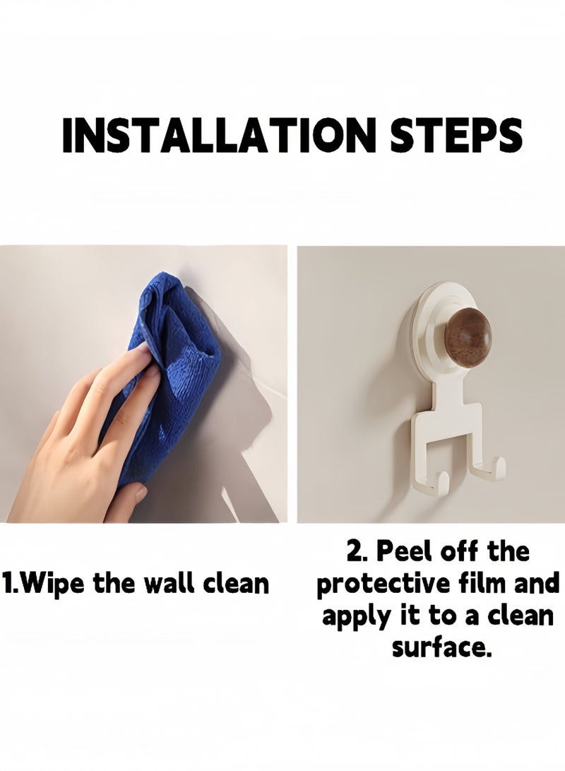 2 قطعة من خطافات الحقيبة المكتبية، خطافات قوية بقاعدة شفط، خطافات مناشف الحمام، خطافات تعليق الحقائب تحت المكتب، للحقائب والمظلات وسماعات الرأس، للمكتب والحمام والمطبخ (لون الجوز الأسود والأبيض) - Image 5