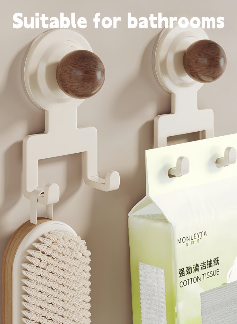 2 قطعة من خطافات الحقيبة المكتبية، خطافات قوية بقاعدة شفط، خطافات مناشف الحمام، خطافات تعليق الحقائب تحت المكتب، للحقائب والمظلات وسماعات الرأس، للمكتب والحمام والمطبخ (لون الجوز الأسود والأبيض) - Image 3