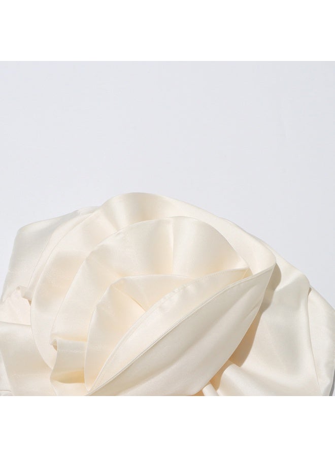 Madam Uniq Elegant Cream - Colored 3D Flower Dress, Strapless & Midi Length, High - Fashion Gown - Image 5