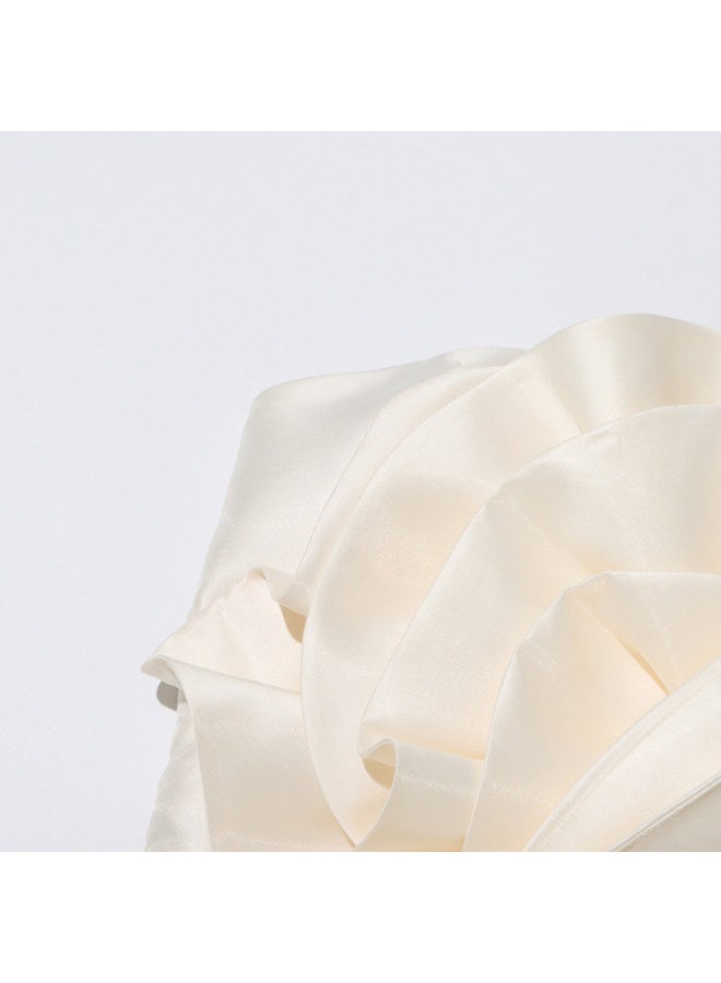 Madam Uniq Elegant Cream - Colored 3D Flower Dress, Strapless & Midi Length, High - Fashion Gown - Image 4