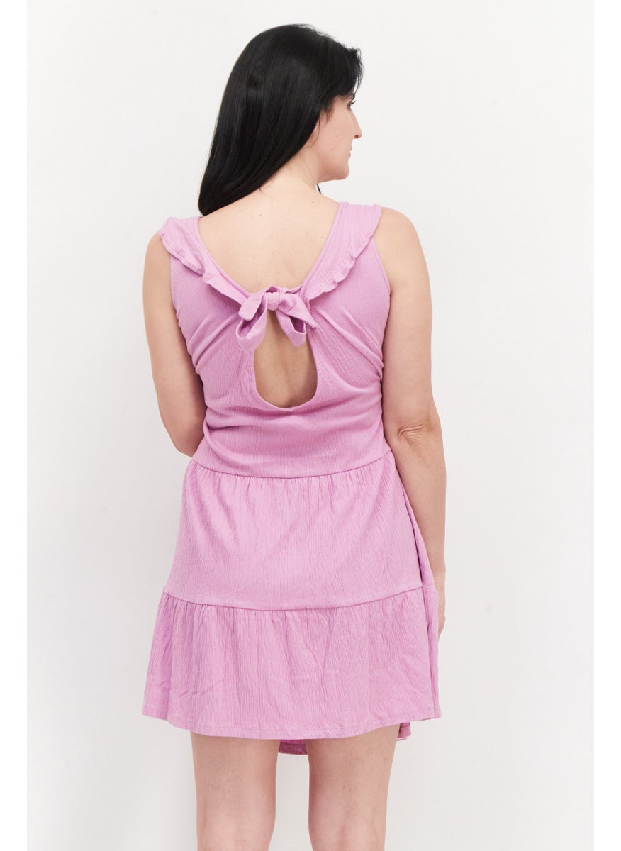 EDC Women Textured Mini Dress, Lavender  - Image 2
