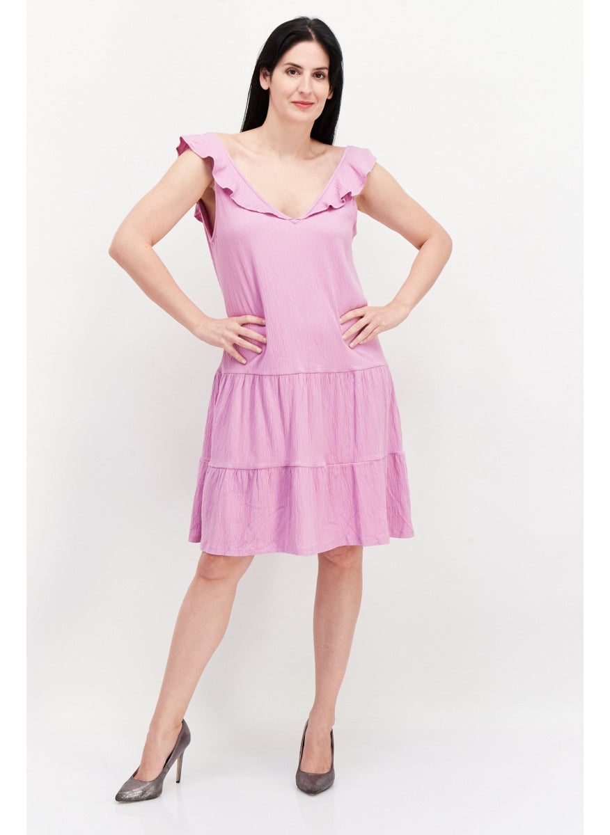 EDC Women Textured Mini Dress, Lavender  - Image 4