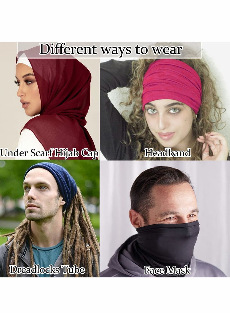 Hijab Undercap Scarf, 12Pcs Under Scarf Cap Caps for Women Men Turban Head Wraps Solid Color Tube Uni Stretch Dreadlocks Neck Cover - Image 2