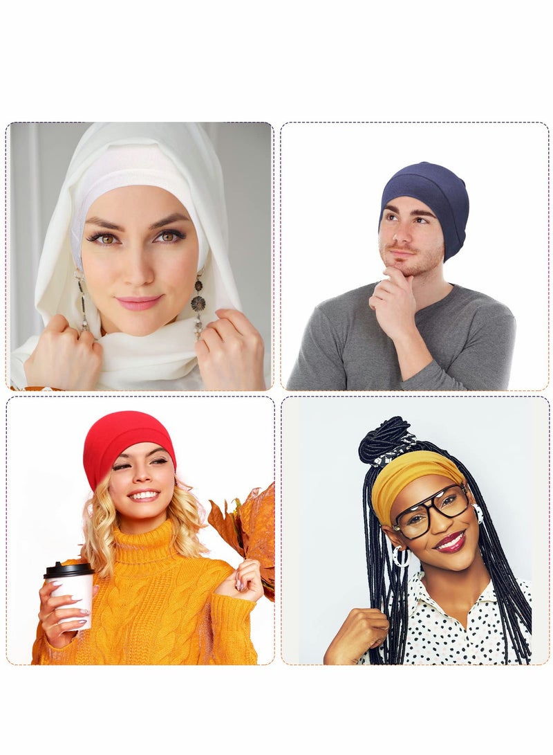 Hijab Undercap Scarf, 12Pcs Under Scarf Cap Caps for Women Men Turban Head Wraps Solid Color Tube Uni Stretch Dreadlocks Neck Cover - Image 5