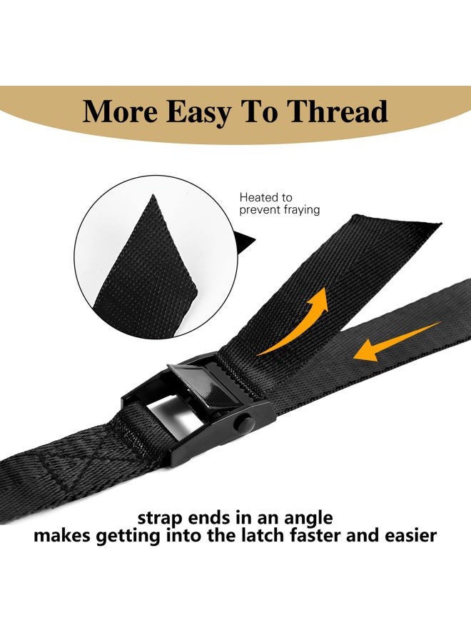 HUANSHA 5Pack Cam Buckle Tie Down Straps, 1" x 8 ft Heavy Duty Lashing Secure Strap Adjustable Black Pull Cinch Strap for Kayak, Cargo, Luggage, Bicycles,Truck, Car Roof Rack, Moving - Image 3