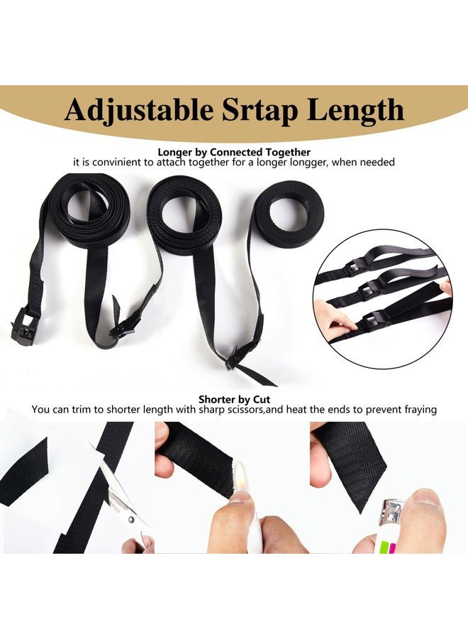 HUANSHA 5Pack Cam Buckle Tie Down Straps, 1" x 8 ft Heavy Duty Lashing Secure Strap Adjustable Black Pull Cinch Strap for Kayak, Cargo, Luggage, Bicycles,Truck, Car Roof Rack, Moving - Image 5