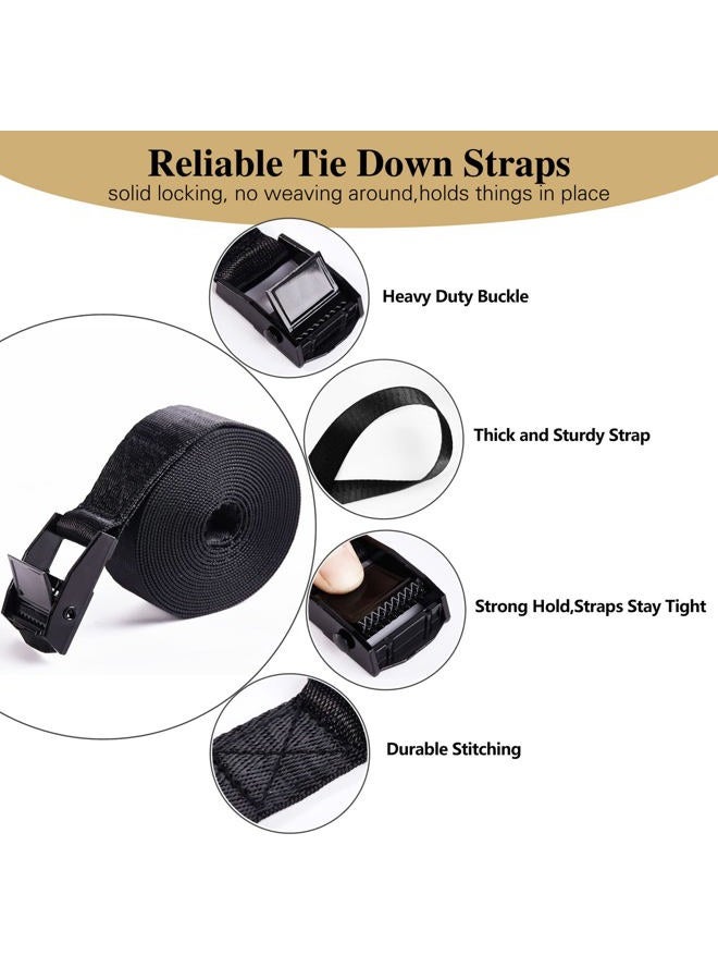 HUANSHA 5Pack Cam Buckle Tie Down Straps, 1" x 8 ft Heavy Duty Lashing Secure Strap Adjustable Black Pull Cinch Strap for Kayak, Cargo, Luggage, Bicycles,Truck, Car Roof Rack, Moving - Image 2