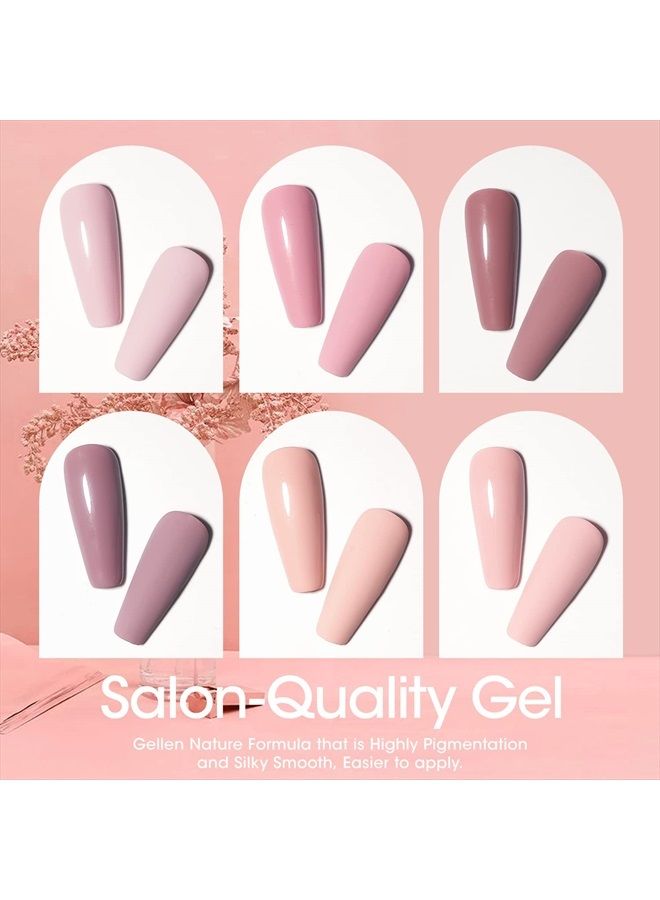 Gellen Fall Gel Nail Polish Kit - Nude Neutrals Brown Orange 6 Colors Gel Polish, Warm Pastels Nail Gel Polish Set Nail Art DIY Home Gel Manicure Set - Image 2
