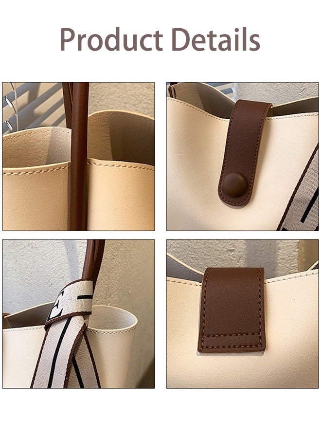 Canvas Tote Bag with Pockets,Crossbody Bag Tote，Large Canvas Tote Purse,Top Handle Shoulder Handbags,Casual Work Bags,Everyday Satchel Bags, Everything Tote Bag for Working,Traveling,Shopping,one size,brown - Image 5
