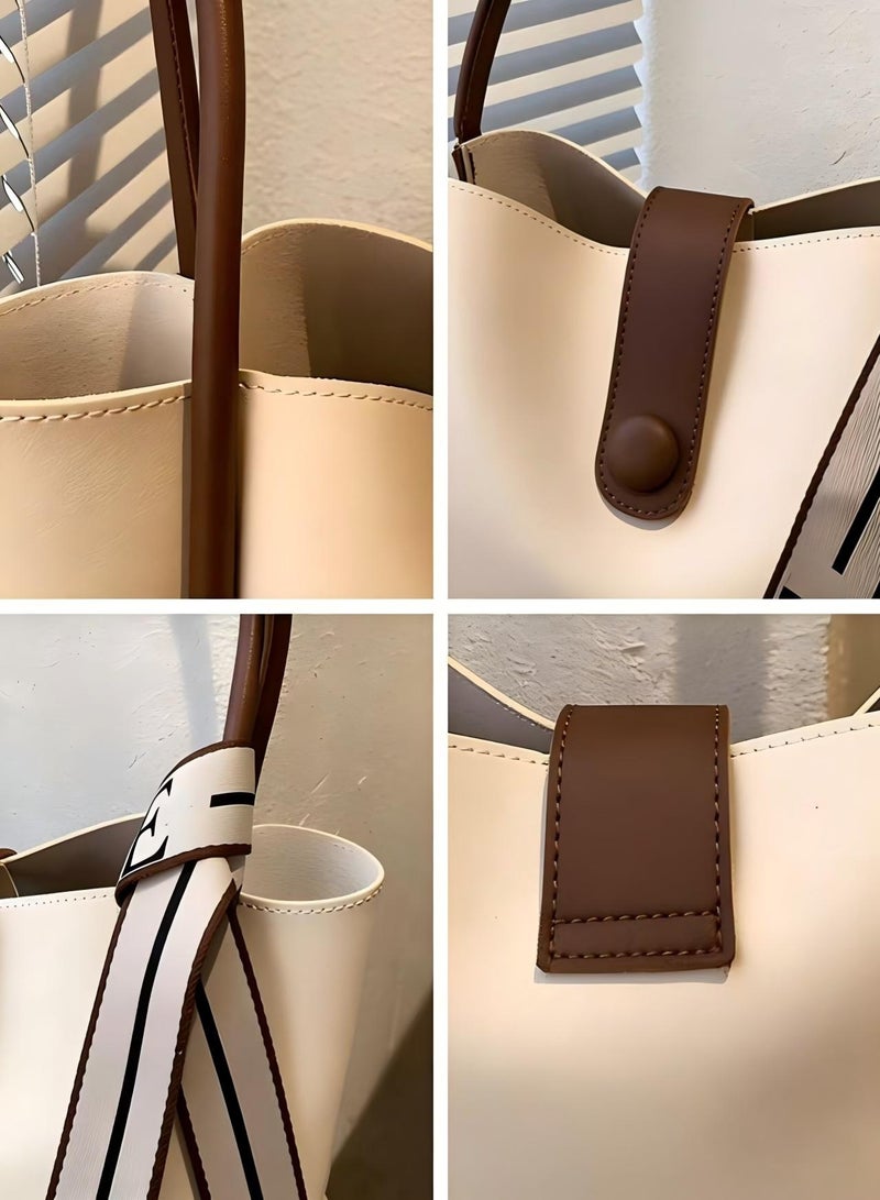 Nestvel Tote Bag with Pockets,Crossbody Bag Tote，Large  Tote Purse,Top Handle Shoulder Handbags,Casual Work Bags,Everyday School Bags, Everything Tote Bag for Working,Traveling,Shopping,One Size,Brown - Image 5