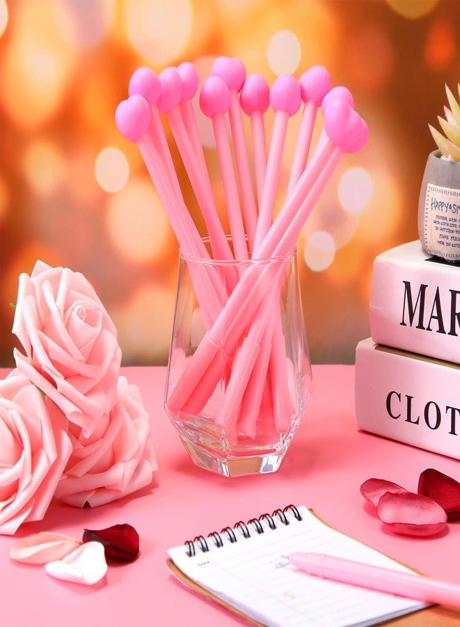 Sayglossy أقلام Sayglossy على شكل قلب، 100 قطعة، أقلام حبر جاف بالجملة، هدية لزملاء العمل في العطلات، حبر أسود، لوازم حفلات عيد الحب (وردي) - Image 4