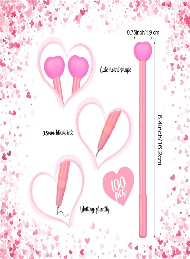 Sayglossy أقلام Sayglossy على شكل قلب، 100 قطعة، أقلام حبر جاف بالجملة، هدية لزملاء العمل في العطلات، حبر أسود، لوازم حفلات عيد الحب (وردي) - Image 2