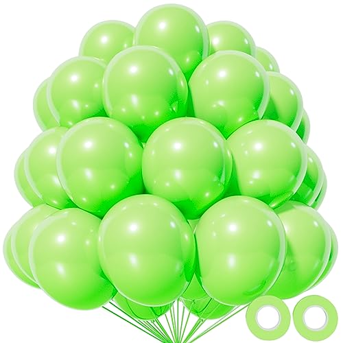 KAWKALSH Lime Green Latex Party Balloons 110 Pack 12 inch Light Green Balloons Round Helium Fruit Green Balloons for Birthday Dinosaur Jungle Baby Shower Party Decoration - Image 1