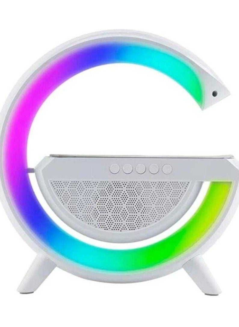 ELTRAZONE G Shape Multifunctional Wireless Speaker with 15W Fast Wireless Charging, Atmosphere Lamp & FM Radio – Bluetooth Speaker with Adjustable Lighting Modes, Perfect for Bedroom, Office & Home Decor  - Image 3
