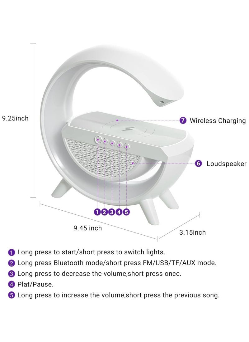 ELTRAZONE G Shape Multifunctional Wireless Speaker with 15W Fast Wireless Charging, Atmosphere Lamp & FM Radio – Bluetooth Speaker with Adjustable Lighting Modes, Perfect for Bedroom, Office & Home Decor  - Image 2