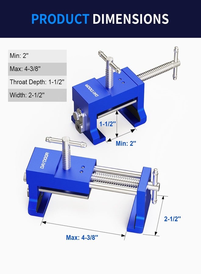 DAYDOOR Professional Cabinet Clamps 4 Pack, Heavy-Duty Cast Steel, Integrated Drill Guide & EVA Protection, Face Frame Alignment Tool for Cabinet Installation & Woodworking, Blue - Image 4