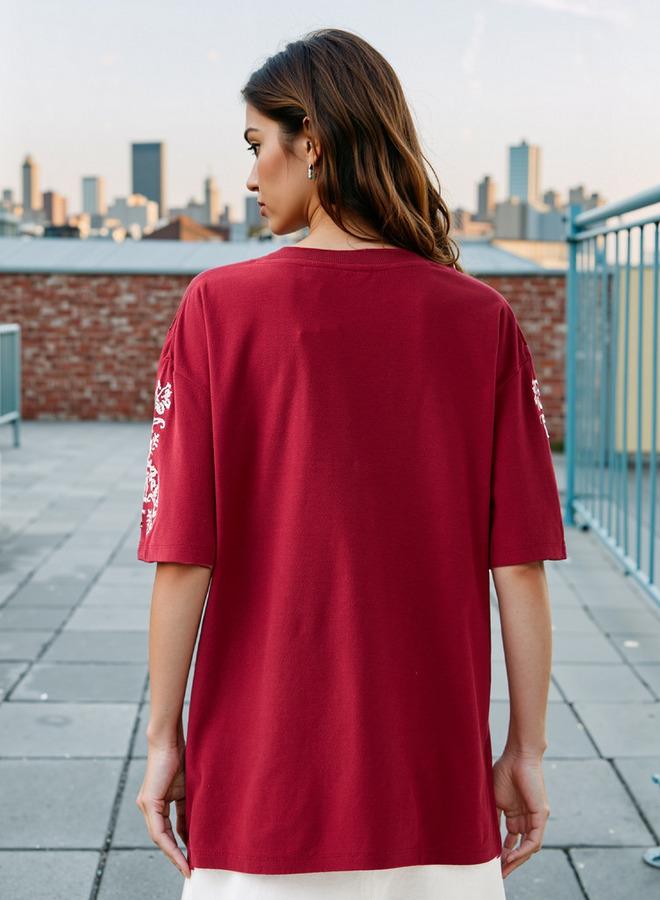 Lee Cooper Embroidered Cotton T-shirt with Crew Neck - Image 3