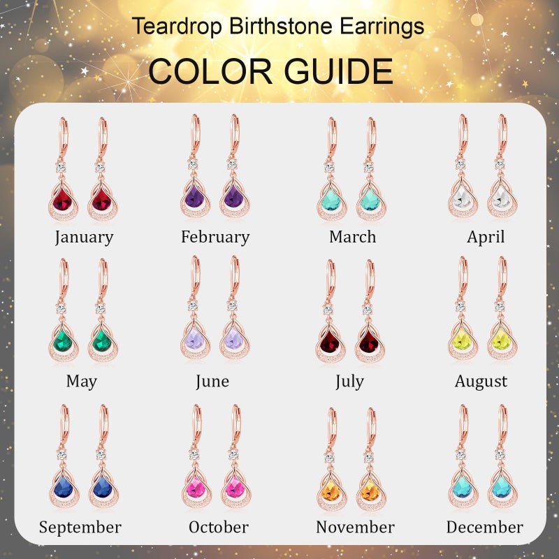 BELLINO Dangle Earrings Trendy Leverback Birthstone Earrings 14K Rose Gold Teardrop Dangle Earrings Fine Jewelry Birthday Gifts for Women (Rose Gold November) - Image 5