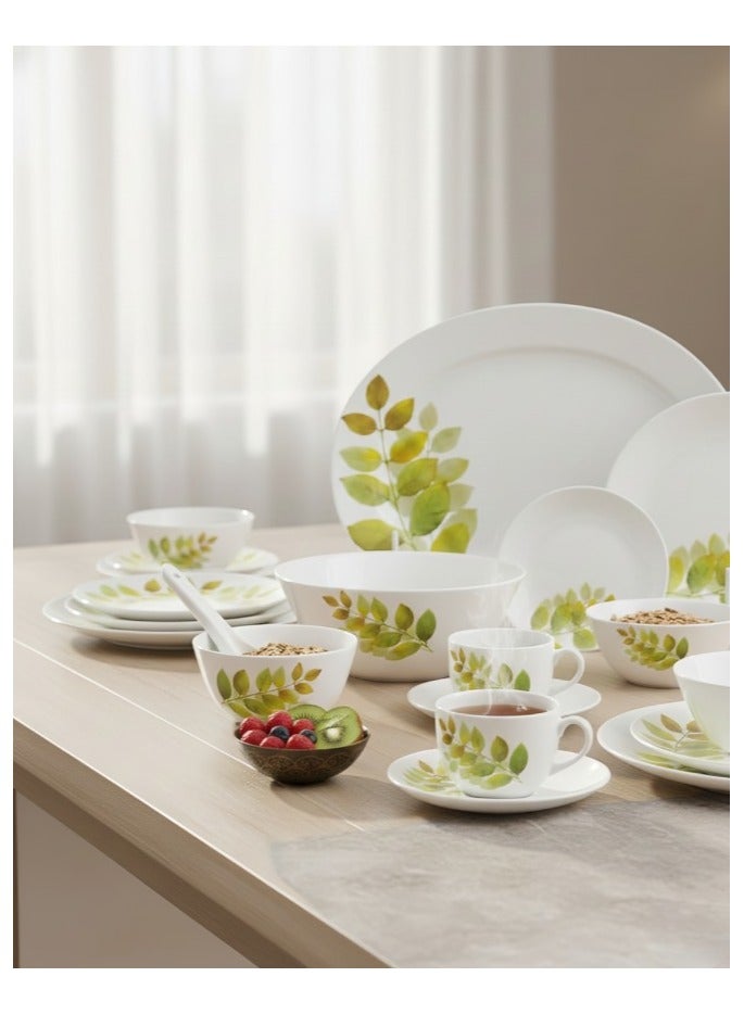 لاوبالا طقم عشاء 44 قطعة ظلال الخريف العاجي - أواني طعام زجاجية أوبال، تصميم زهور، متعددة الألوان، قابلة للغسل في غسالة الأطباق، وقابلة للاستخدام في الميكروويف. - Image 4