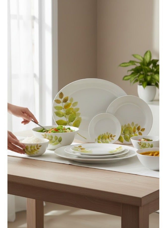 لاوبالا طقم عشاء 44 قطعة ظلال الخريف العاجي - أواني طعام زجاجية أوبال، تصميم زهور، متعددة الألوان، قابلة للغسل في غسالة الأطباق، وقابلة للاستخدام في الميكروويف. - Image 3