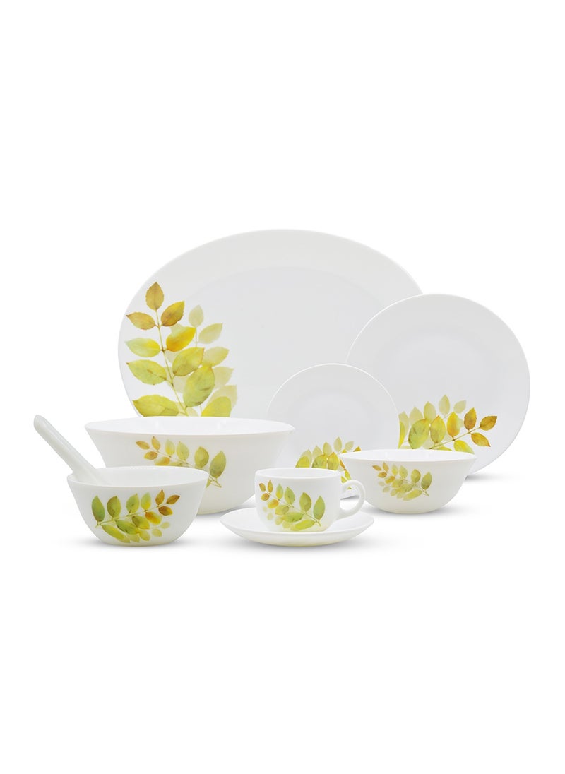Laopala Dinner Set 44Pcs Ivory Autumn Shadow - Opal Glass Dinnerware, Floral Design, Multi-colored, Dishwasher Proof, and Microwaveable.  - Image 2