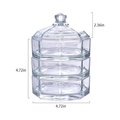 Incrizma 3 Tier Decorative Stackable Clear Glass Container, Canister, Organizer, Apothecary Jar Set with Lid - Nice for Cookie Candy Snack Display or Kitchen, Bathroom Decoration (INTG10594L3) - Image 4