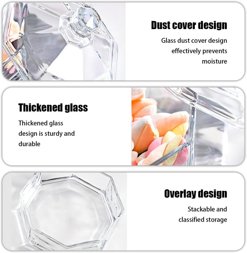 Incrizma 3 Tier Decorative Stackable Clear Glass Container, Canister, Organizer, Apothecary Jar Set with Lid - Nice for Cookie Candy Snack Display or Kitchen, Bathroom Decoration (INTG10594L3) - Image 5