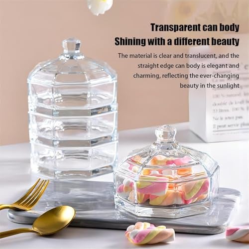Incrizma 3 Tier Decorative Stackable Clear Glass Container, Canister, Organizer, Apothecary Jar Set with Lid - Nice for Cookie Candy Snack Display or Kitchen, Bathroom Decoration (INTG10594L3) - Image 3