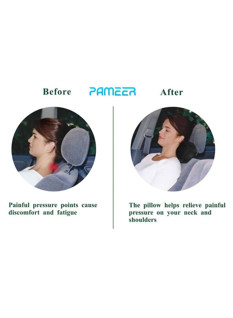 بامير وسادة رقبة مقعد السيارة أثناء السفر، مسند رقبة من إسفنج الذاكرة، مسند رأس للنوم في السيارة، مسند رأس لمقعد السيارة، مسند للظهر مع حزام مرن وحقيبة مناسبة لمقعد القيادة - Image 3