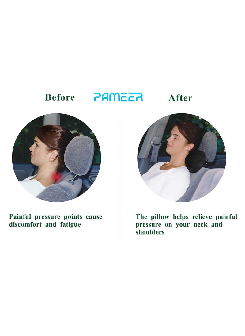 PAMEER Car Seat Neck Pillow Travel Neck rest Memory Foam Neck Support Car Sleeping Headrest Car Seat Neck Back Rest Support With Elastic Strap and Pouch Suitable for Driving Seat  - Image 4
