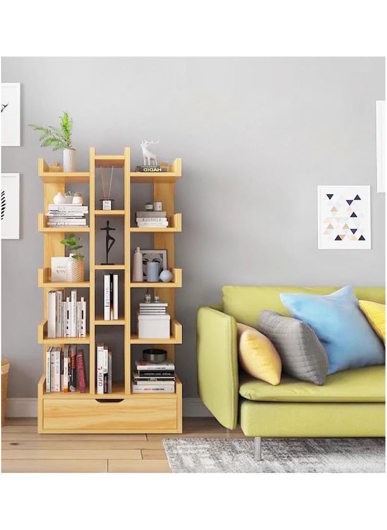 Floor Standing Tree-Shaped Bookcase, 18-Cube Bookcase with Drawers, Free Standing Open Book Shelves, Display Storage Shelf, Wooden Bookcase for Bedroom, Living Room, Kitchen, Office (White) - pzsku/ZD1AA98B2A5FCED27D189Z/45/_/1732098059/b83f2811-5aab-4960-af13-a64123e97b20