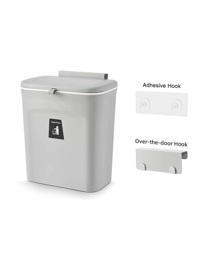 ميكسد صندوق سماد المطبخ MIXDE لسطح الطاولة أو تحت الحوض، سلة مهملات صغيرة معلقة مع غطاء للخزانة/الحمام/غرفة النوم/المكتب/التخييم، دلو سماد داخلي قابل للتركيب (رمادي) - Image 4