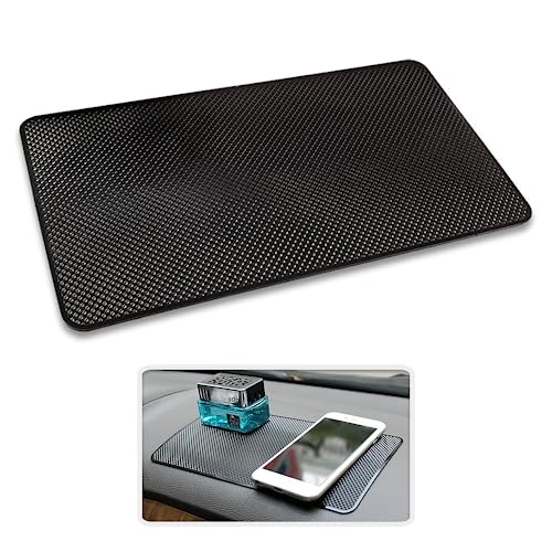 FreshDcart FDCA283 Car Dashboard Anti Slip Car Pad Mobile Phone Holder Non Slip Dashboard Mat Anti Skid Grip Mount for All Smartphone, Keychain (Black, Pack of 1) (27cm x 14cm x 0.1cm) | RUBBER MAT - Image 1