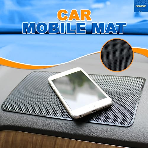 FreshDcart FDCA283 Car Dashboard Anti Slip Car Pad Mobile Phone Holder Non Slip Dashboard Mat Anti Skid Grip Mount for All Smartphone, Keychain (Black, Pack of 1) (27cm x 14cm x 0.1cm) | RUBBER MAT - Image 2