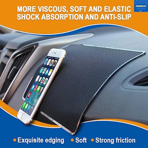 FreshDcart FDCA283 Car Dashboard Anti Slip Car Pad Mobile Phone Holder Non Slip Dashboard Mat Anti Skid Grip Mount for All Smartphone, Keychain (Black, Pack of 1) (27cm x 14cm x 0.1cm) | RUBBER MAT - Image 4